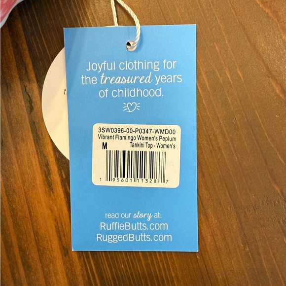 RuffleButts Women’s Peplum Tankini Top Size Medium in Vibrant Flamingo - Picture 4 of 5